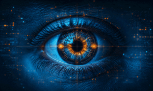 Futuristic eye graphic representing iDose TR® and MIGS glaucoma treatment research at Barnet Dulaney Perkins Eye Center
