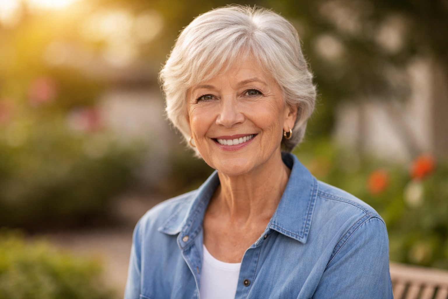 senior woman after macular hole treatment at Barnet Dulaney Perkins.