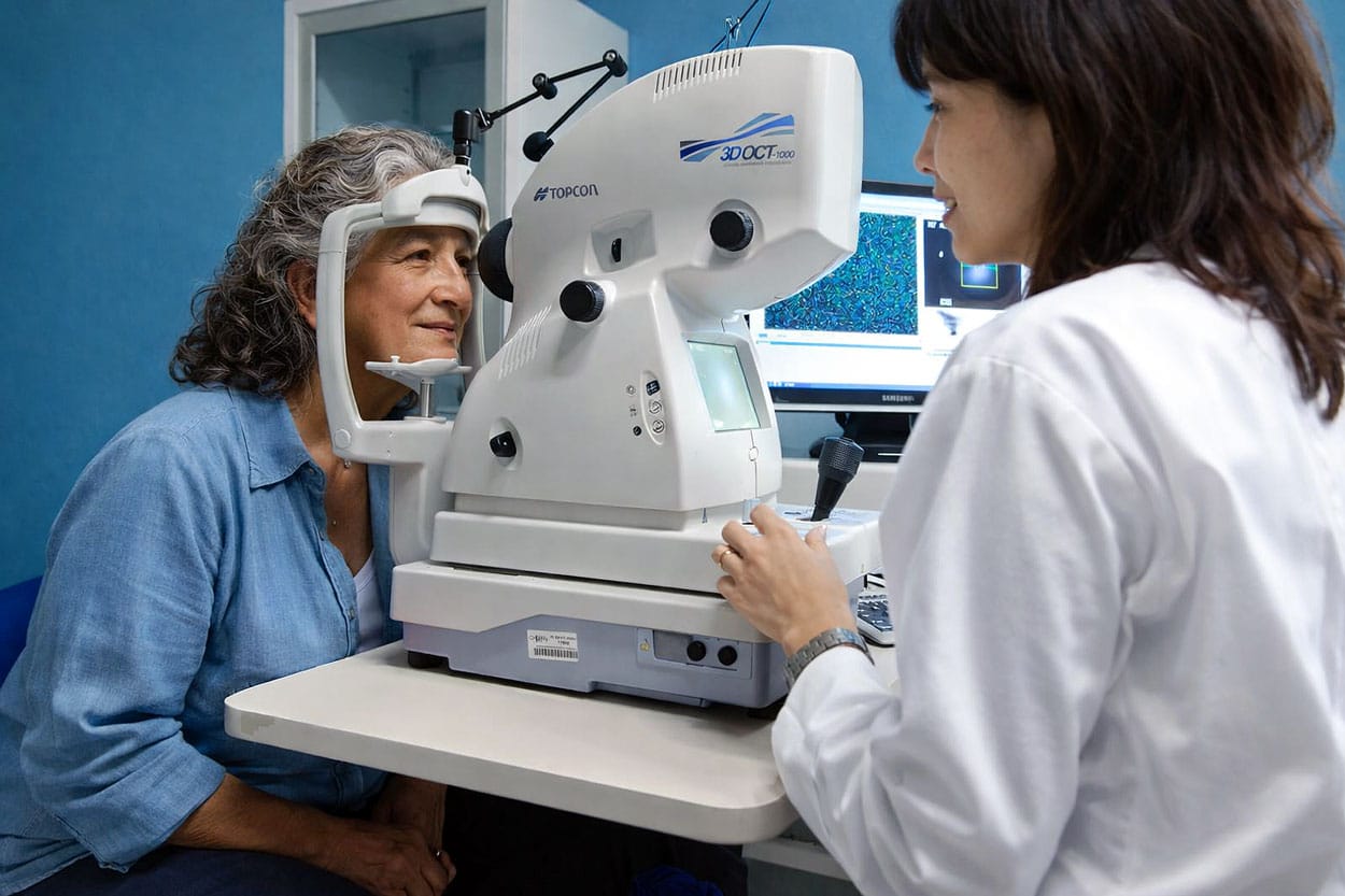 OCT imaging exam to find evidence of a macular hole at Barnet Dulaney Perkins.