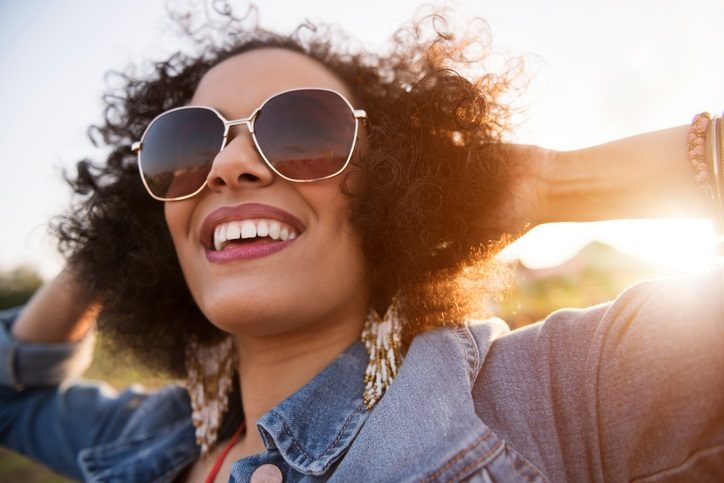Close up of a woman enjoying eye care in the Tucson area.