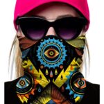 woman wearing dust mask and sunglasses