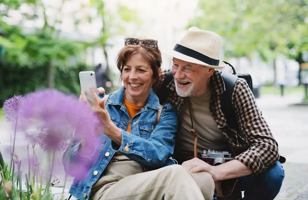 Enjoying vibrant colored flowers after cataract surgery.