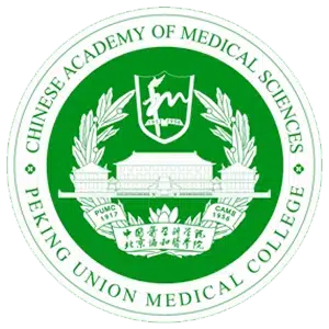 Peking Union Medical College logo: a circular green emblem with a shield and laurel wreath.