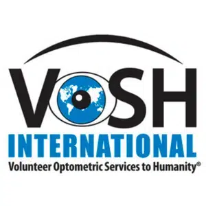 VOSH International logo featuring a globe with an eye motif and the words Volunteer Optometric Services to Humanity.