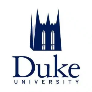 Duke University logo featuring a blue Gothic tower above the words Duke University.