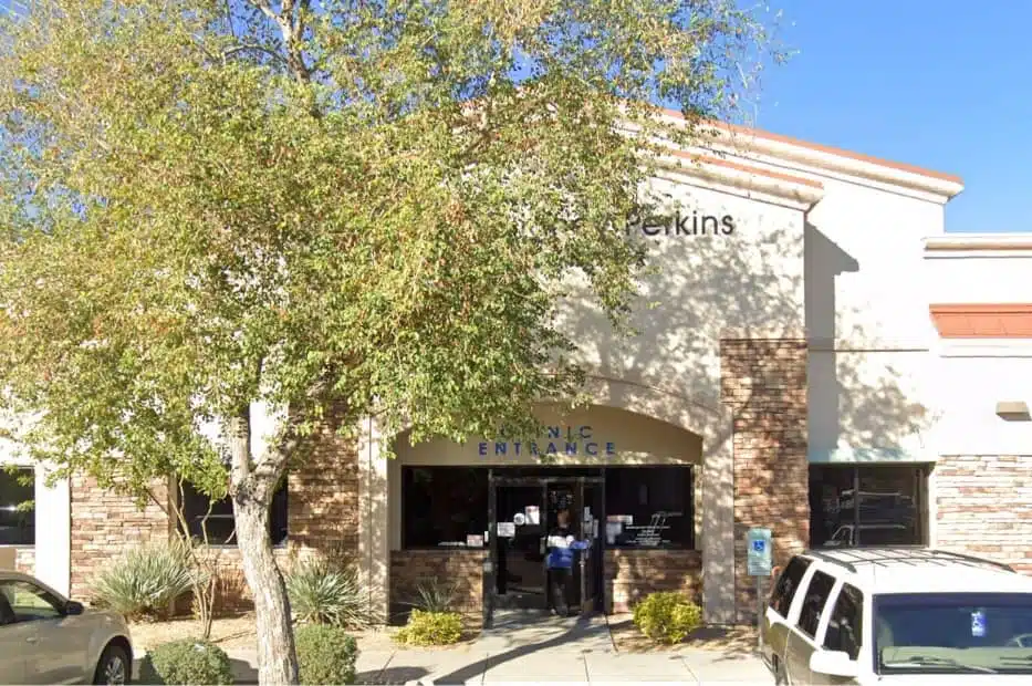 Exterior photo of our Barnet Dulaney Perkins Eye Center building in Mesa, AZ.